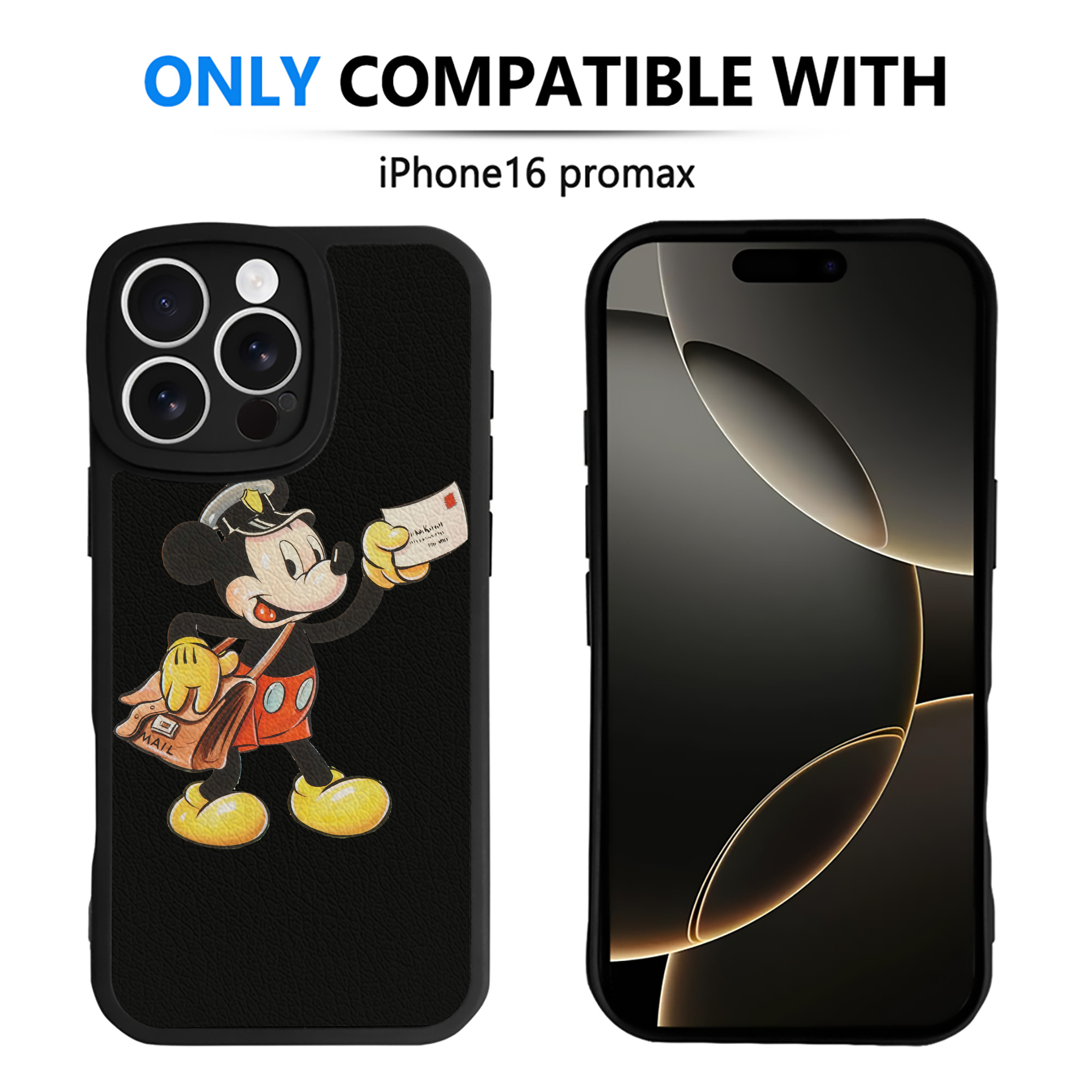 （画像用） ミッキーマウス Mickey Mouse 【iPhone 16シリーズ対応】シリコンスマホケース（レザー調） 材質：シリコン